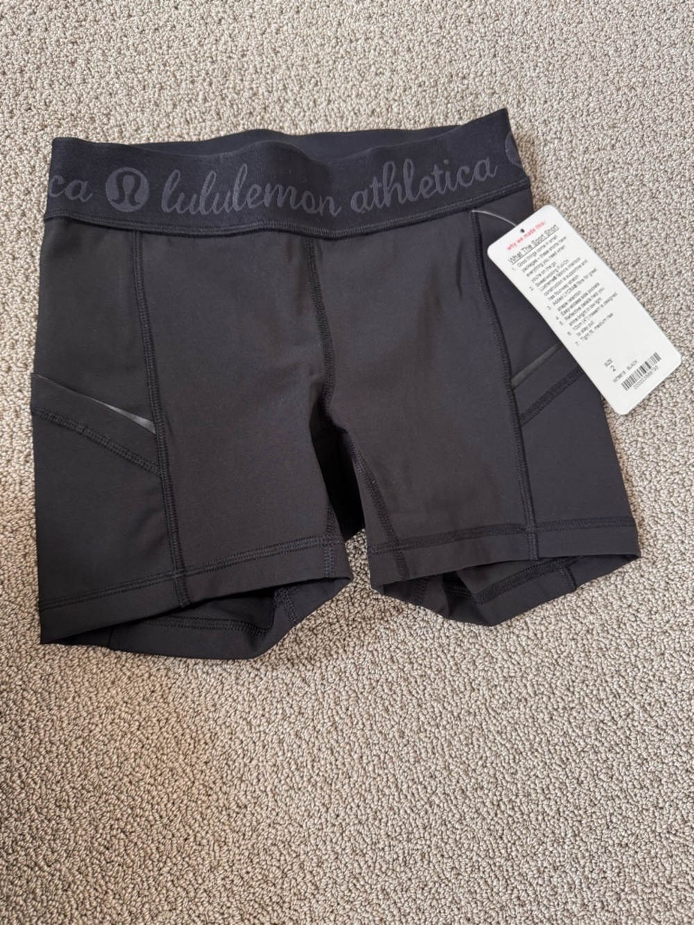 NWT Lululemon Black High-Rise ‘What The Sport Short’. Sz 2